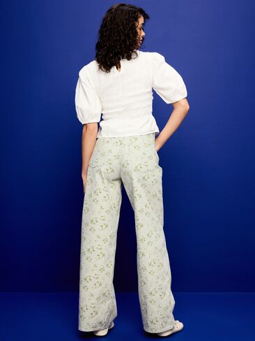 Old Navy High-Waisted Baggy Floral Print Wide-Leg Jeans - FLOWERS in Saudi Arabia