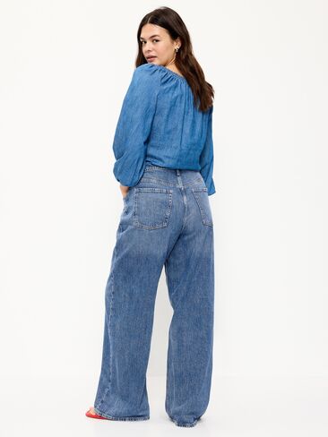 Old Navy High-Waisted Baggy Wide-Leg Stretch Jeans - Larkspur in Saudi Arabia