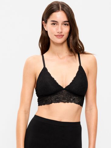 Old Navy Lace Longline Bralette - Light Black Heather in Saudi Arabia