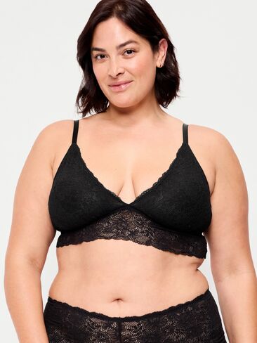 Old Navy Lace Longline Bralette - Light Black Heather in Saudi Arabia
