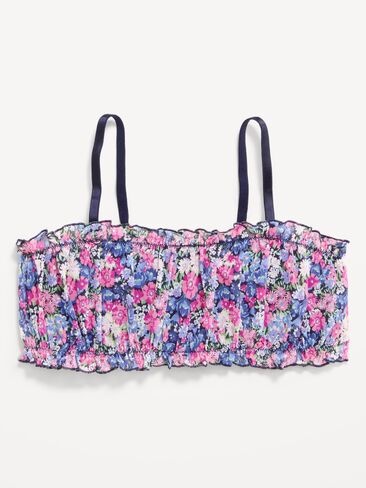 Old Navy Ruffle-Edge Mesh Bralette - Purple Floral in Saudi Arabia