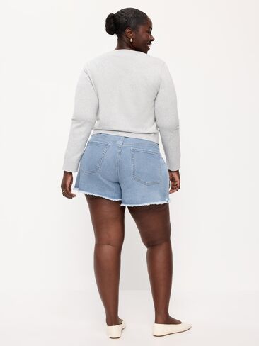 Old Navy Curvy High-Waisted OG Jean Cut-Off Shorts -- 4-inch inseam - Indigo Shreds in Saudi Arabia