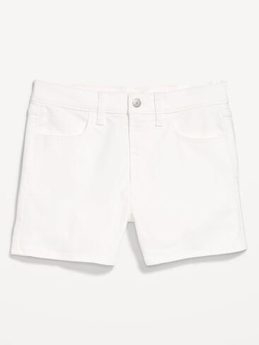 شورت جينز Wow Jean عالي الخصر من Old Navy - درزة داخلية 4 بوصة - زنابق بيضاء in Saudi Arabia