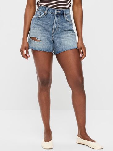 Old Navy Curvy High-Waisted Baggy Jean Cut-Off Shorts -- 5-inch inseam - Teddy in Saudi Arabia
