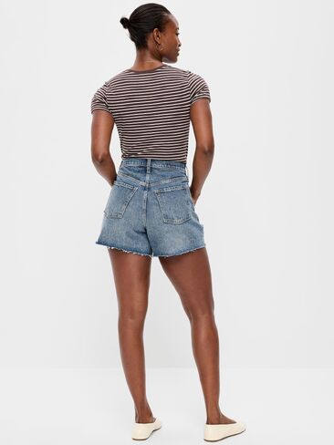 Old Navy Curvy High-Waisted Baggy Jean Cut-Off Shorts -- 5-inch inseam - Teddy in Saudi Arabia