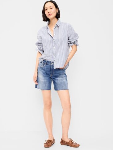 شورت Old Navy عالي الخصر OG Jean - درزة داخلية 7 بوصة - أزرق جدًا in Saudi Arabia