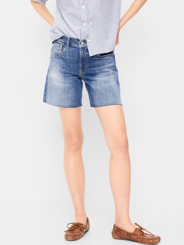 شورت Old Navy عالي الخصر OG Jean - درزة داخلية 7 بوصة - أزرق جدًا in Saudi Arabia