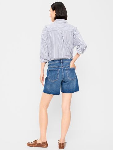 شورت Old Navy عالي الخصر OG Jean - درزة داخلية 7 بوصة - أزرق جدًا in Saudi Arabia
