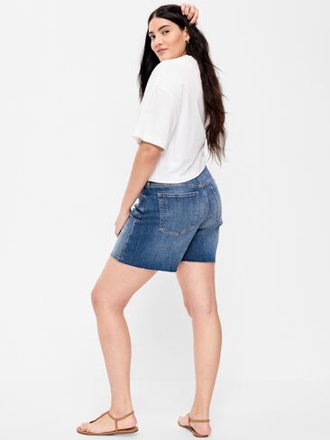 شورت Old Navy عالي الخصر OG Jean - درزة داخلية 7 بوصة - أزرق جدًا in Saudi Arabia