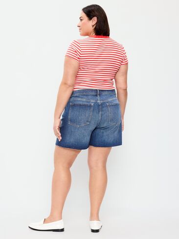 شورت Old Navy عالي الخصر OG Jean - درزة داخلية 7 بوصة - أزرق جدًا in Saudi Arabia