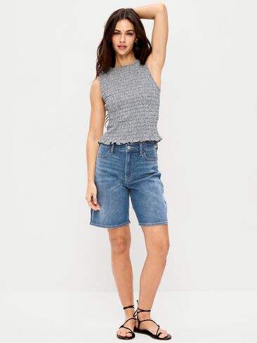 شورت جينز Wow Jean عالي الخصر من Old Navy - درزة داخلية 9 بوصة - New Moon in Saudi Arabia
