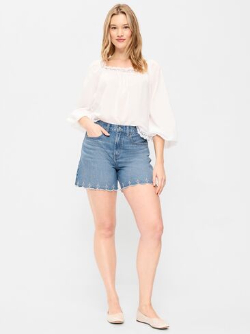 شورت جينز فضفاض عالي الخصر من Old Navy - درزة داخلية 5 بوصة - Maranta in Saudi Arabia