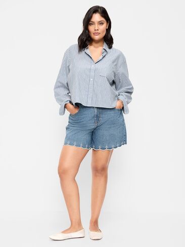 شورت جينز فضفاض عالي الخصر من Old Navy - درزة داخلية 5 بوصة - Maranta in Saudi Arabia