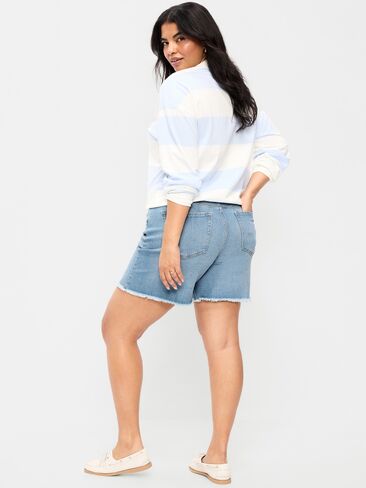 شورت جينز OG بخصر عالٍ من Old Navy - درزة داخلية 7 بوصة - قطع نيلي in Saudi Arabia