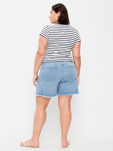 شورت جينز OG بخصر عالٍ من Old Navy - درزة داخلية 7 بوصة - قطع نيلي in Saudi Arabia