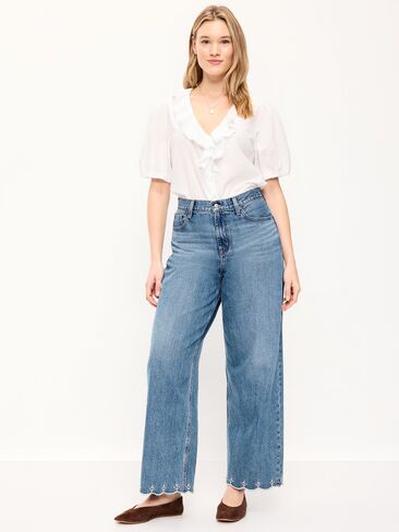 Old Navy High-Waisted Baggy Wide-Leg Jeans - Medium Wash in Saudi Arabia