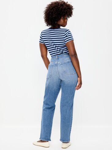 بنطلون جينز Old Navy متعرج عالي الخصر OG فضفاض بقصة مستقيمة - تيسا in Saudi Arabia
