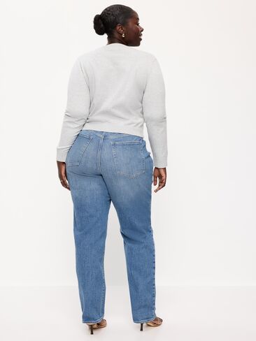 بنطلون جينز Old Navy متعرج عالي الخصر OG فضفاض بقصة مستقيمة - تيسا in Saudi Arabia