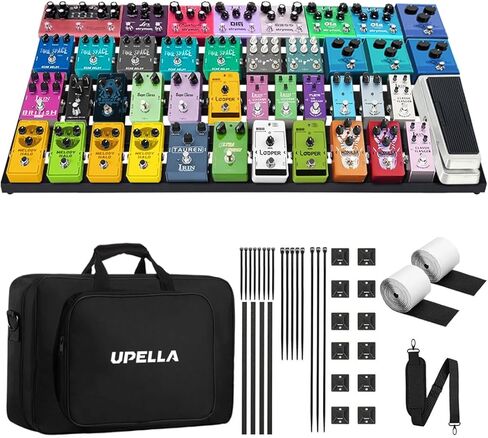 Guitar Pedal Board with Carry Bag Hook Loop, Aluminum Alloy Lightweight Effect Pedalboard 15'' x 5.7'' Black in Saudi Arabia