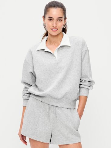 قميص بولو Old Navy Dynamic Fleece Pique - رمادي منقط متوسط in Saudi Arabia