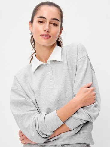 قميص بولو Old Navy Dynamic Fleece Pique - رمادي منقط متوسط in Saudi Arabia