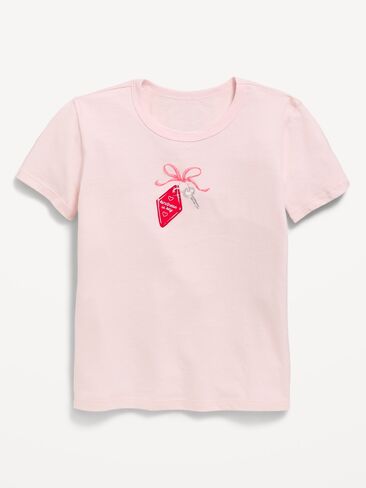 Old Navy Short-Sleeve Graphic T-Shirt for Girls - PASTEL PINK in Saudi Arabia