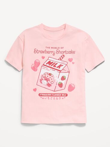 تيشيرت برسومات كبيرة الحجم للفتيات من Old Navy Strawberry Shortcake™ - بينك سكاي in Kuwait