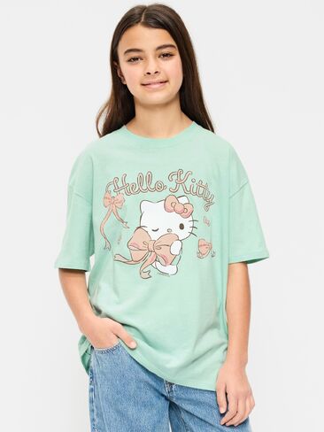 تي شيرت برسومات كبيرة الحجم للفتيات من Old Navy Hello Kitty® - أخضر نعناعي in Kuwait