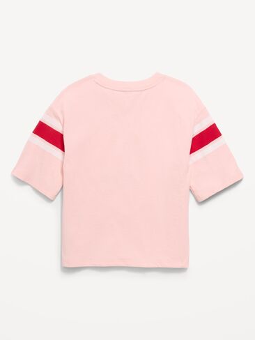 Old Navy Oversized Football-Style T-Shirt for Girls - Pink Sky in Saudi Arabia