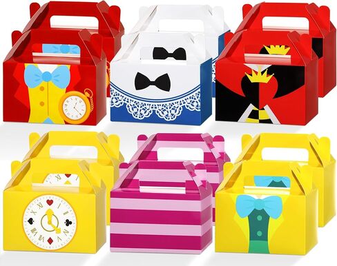 MinFyberd 12Pcs Wonderland Party Favor Boxes Wonderland Paper Gift Boxes Tea Party Goodie Snack Treat Box with Handles for Tea Theme Parties Fairy Birthday Baby Shower Favors Supplies Decorations in Saudi Arabia