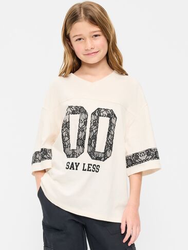 Old Navy Oversized Football-Style T-Shirt for Girls - Creme De La Creme in Saudi Arabia