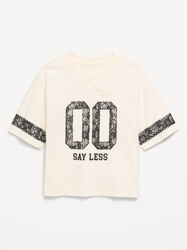 Old Navy Oversized Football-Style T-Shirt for Girls - Creme De La Creme in Saudi Arabia