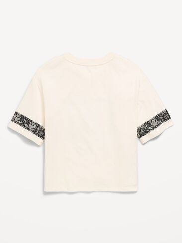 Old Navy Oversized Football-Style T-Shirt for Girls - Creme De La Creme in Saudi Arabia