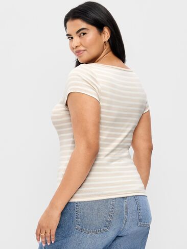 Old Navy Snug Boat-Neck T-Shirt - Neutral Stripe in Saudi Arabia