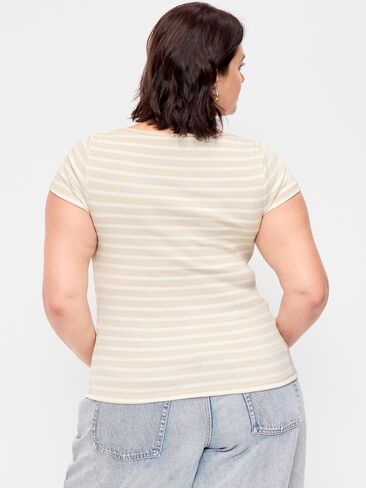 Old Navy Snug Boat-Neck T-Shirt - Neutral Stripe in Saudi Arabia