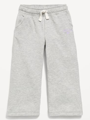 بنطال رياضي واسع الأرجل مرسوم عليه شعار Old Navy للفتيات الصغيرات - رمادي منقط متوسط in Saudi Arabia
