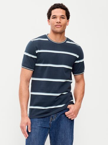 تي شيرت بيكيه ذو رقبة دائرية من Old Navy - شريط أبيض in Saudi Arabia