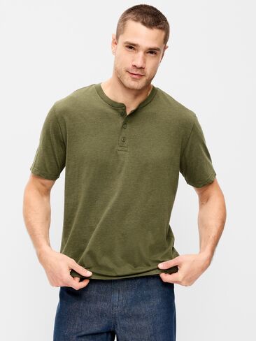 تي شيرت Old Navy Henley - أخضر مرقش in Saudi Arabia