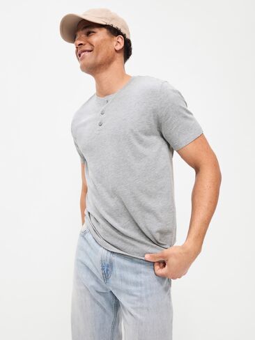 تي شيرت Old Navy Henley - لون رمادي مرقش in Saudi Arabia