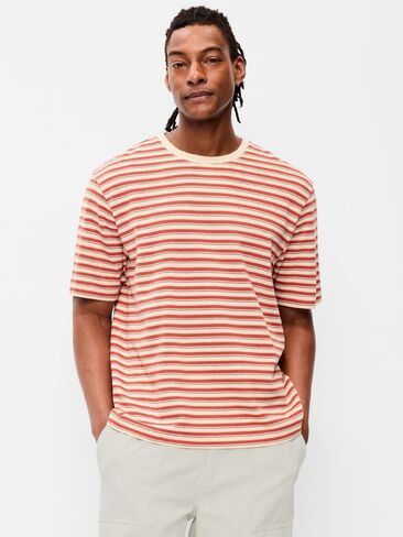 Old Navy Textured-Knit Striped T-Shirt - CINNABAR RED STRIPE in Saudi Arabia