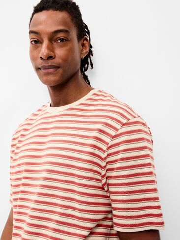 Old Navy Textured-Knit Striped T-Shirt - CINNABAR RED STRIPE in Saudi Arabia