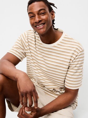 تي شيرت مخطط منسوج من Old Navy - أبيض طبيعي in Saudi Arabia