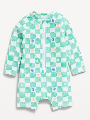 بدلة سباحة Rashguard مطبوعة من Old Navy للأطفال - مربعات خضراء in Saudi Arabia