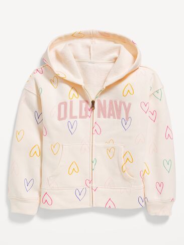 Old Navy Logo-Graphic Zip Hoodie for Girls - Creme De La Creme in Saudi Arabia