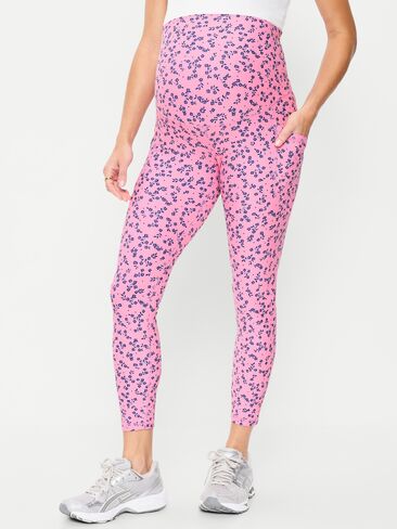 Old Navy Maternity Full-Panel PowerSoft 7/8 Leggings - Pink Floral in Saudi Arabia