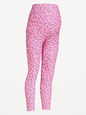 Old Navy Maternity Full-Panel PowerSoft 7/8 Leggings - Pink Floral in Saudi Arabia