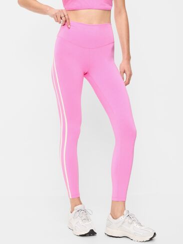 Old Navy High-Waisted PowerChill Side-Striped 7/8 Cotton Leggings - Electric Peony in Saudi Arabia