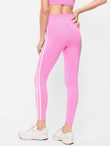 Old Navy High-Waisted PowerChill Side-Striped 7/8 Cotton Leggings - Electric Peony in Saudi Arabia