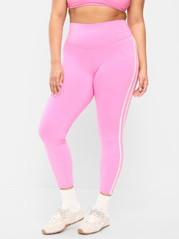 Old Navy High-Waisted PowerChill Side-Striped 7/8 Cotton Leggings - Electric Peony in Saudi Arabia