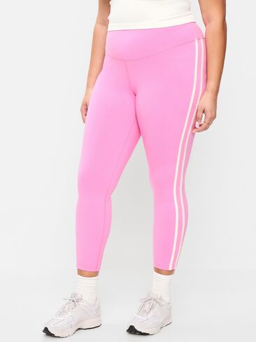 Old Navy High-Waisted PowerChill Side-Striped 7/8 Cotton Leggings - Electric Peony in Saudi Arabia